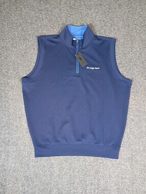 Fairway & Greene F&G Tech 1/4 Zip Golf Vest L Blue Navy NWT Origin Bank